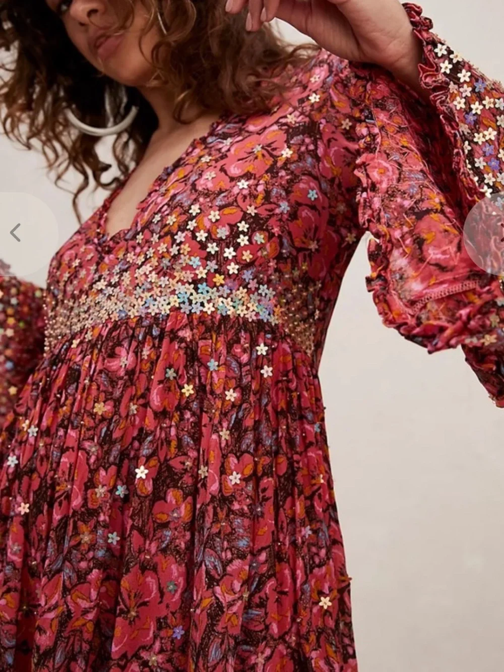 Free People Bali Sweet Blooms Sequins Mini Dress